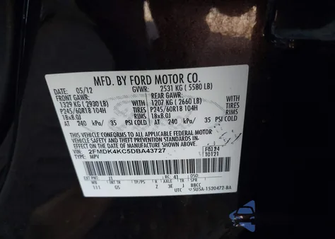 2013 Ford Edge Limited из США, поврежденный, VIN 2FMDK4KC5DBA43727